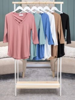 Yummi Rib 3/4 Sleeve Top By DD Design | S - 3X