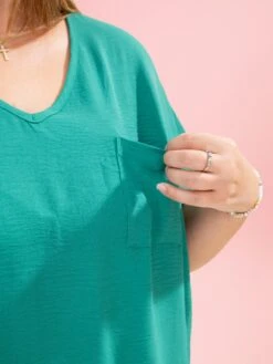 Short Sleeve V Neck Airflow Top W/ Pocket By DD Design | S-3XL Pair W/ Sku63858 -Discount Divas Shop 791349e672b2b96ff9ab0d6789dd76d7