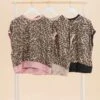 Raised Rib Hem Short Sleeve Leopard Print Top | S-3XL