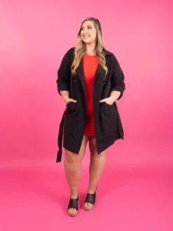 Quarter Sleeve Collard Trench Coat W/ Waist Belt | S-L -Discount Divas Shop 79792046455703c334403e6fe2055a23 scaled