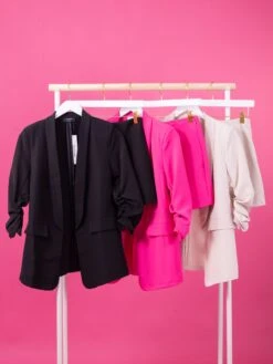 Ruched 3/4 Sleeve Open Front Collared Blazer | S - 3XL Set W/ Sku51539 -Discount Divas Shop 79aac103339c10fef218e3283694276b