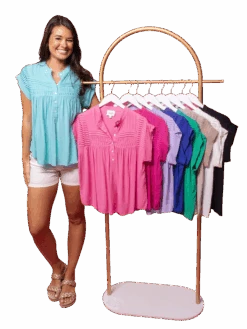 1/4 Button Short Sleeve Pleated Top | S - 3X