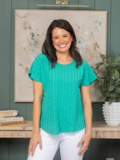 Short Sleeve Bubble Plaid Woven Top | S-L -Discount Divas Shop 7b65c1c586832a0709cc980193be313d