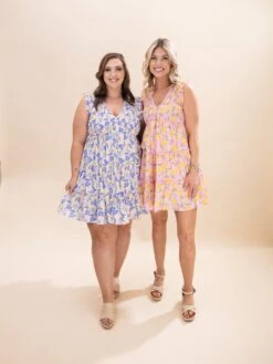 Ruffled Sleeve Floral Print Smocked Tiered Dress W/ Side Pocket | S-L