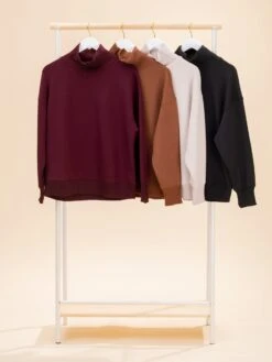 Modal Scuba Ribbed Mock Neck Pullover | S-L Pair W/ Sku64654