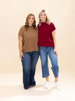 Zenana Viscose Mock Neck Short Sleeve Boxy Sweater | S-L -Discount Divas Shop 7d35e0f8d3a38b3aceeb9d9a40c80c08