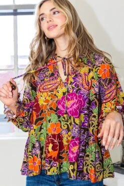 Floral Ruffled Round Collar Babydoll Blouse | S - 3XL Oddi