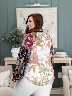 Multicolor Print Chiffon Frilled Neck Button Down Raglan Peasant Sleeves Top | S-XL -Discount Divas Shop 7e3c8967fcdbf999ef52554eceb3ac5d