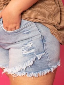 Diva Denim High Rise Tulip Fray Hem Short| S-3XL -Discount Divas Shop 7e497ff81cac5f320c4d7807bf744526