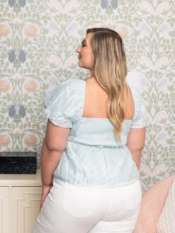 LENA Pearl Organza Puff Sleeve Peplum Top | S - L -Discount Divas Shop 7edb12c990daa720568c2b810c616400