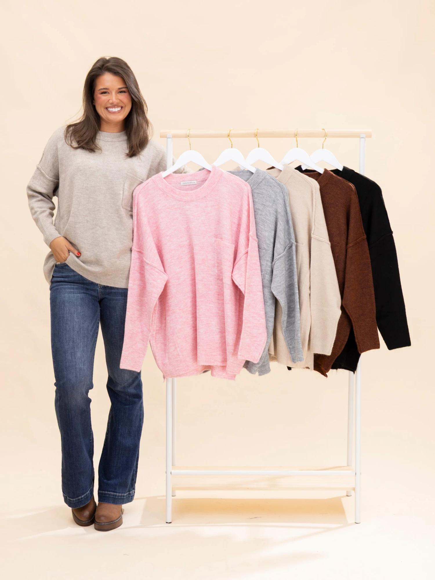 Zenana Melange High Low Hem Pocket Sweater | S/M - L/XL 1 Zenana Melange High Low Hem Pocket Sweater | S/M - L/XL