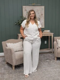 Short Sleeve Dolman V-Neck Button Front Pinstripe Top | S-2XL Set W/ SKU54314 -Discount Divas Shop 7f76ce409f3c797928b113464aeced75