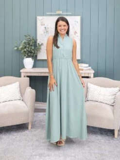 Airflow Sleeveless Ruffle Neck Maxi Dress By DD Design | S-3X -Discount Divas Shop 7fb85becde72515c4b9cd0e77804a12e