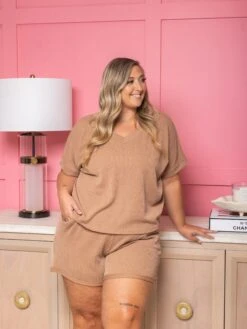 Raised Rib V-Neck Shirt | S-3XL Set W/ Sku54110 -Discount Divas Shop 81f16cf18f6136870006a630fb87318f