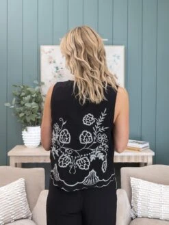 Embroidered Sleeveless Tank With Scalloped Hem | S - L Umgee -Discount Divas Shop 82250572e98079039cef55acb1ae8475