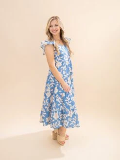 Floral U Neck Flutter Shoulder Tiered Flowy Midi Dress | S-XL 6 Floral U Neck Flutter Shoulder Tiered Flowy Midi Dress | S-XL -Discount Divas Shop 82447eeb26b970963ae856828d14eb37