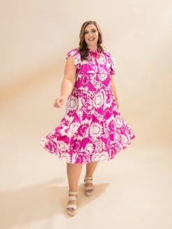 Printed Tiered Midi Dress | S-L -Discount Divas Shop 82dd541ac725713dd775e14b6e72b666