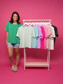 AndreeRaised Rib Pocket Tee | S - 3X