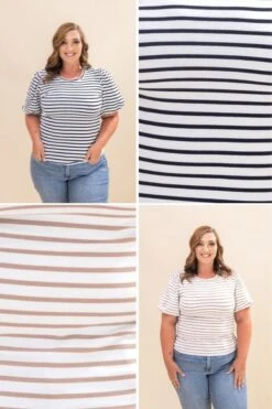 Striped Top W/ Puffed Sleeves | S-L