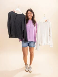 Zenana Luxe HacciRibbed Center Seam Dolman Sleeve Top