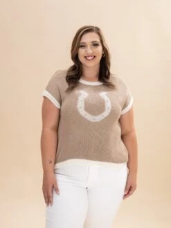 Short Sleeve Round Neck Sweater Top | S-L