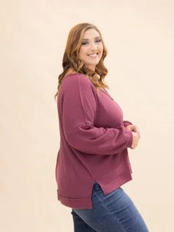 V Neck Waffle Knit Top By DD Design | S-3XL -Discount Divas Shop 85438e3952e0da1e867e89465759a7c4