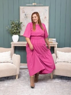 Solid Woven Tiered Maxi Dress | S-3XL