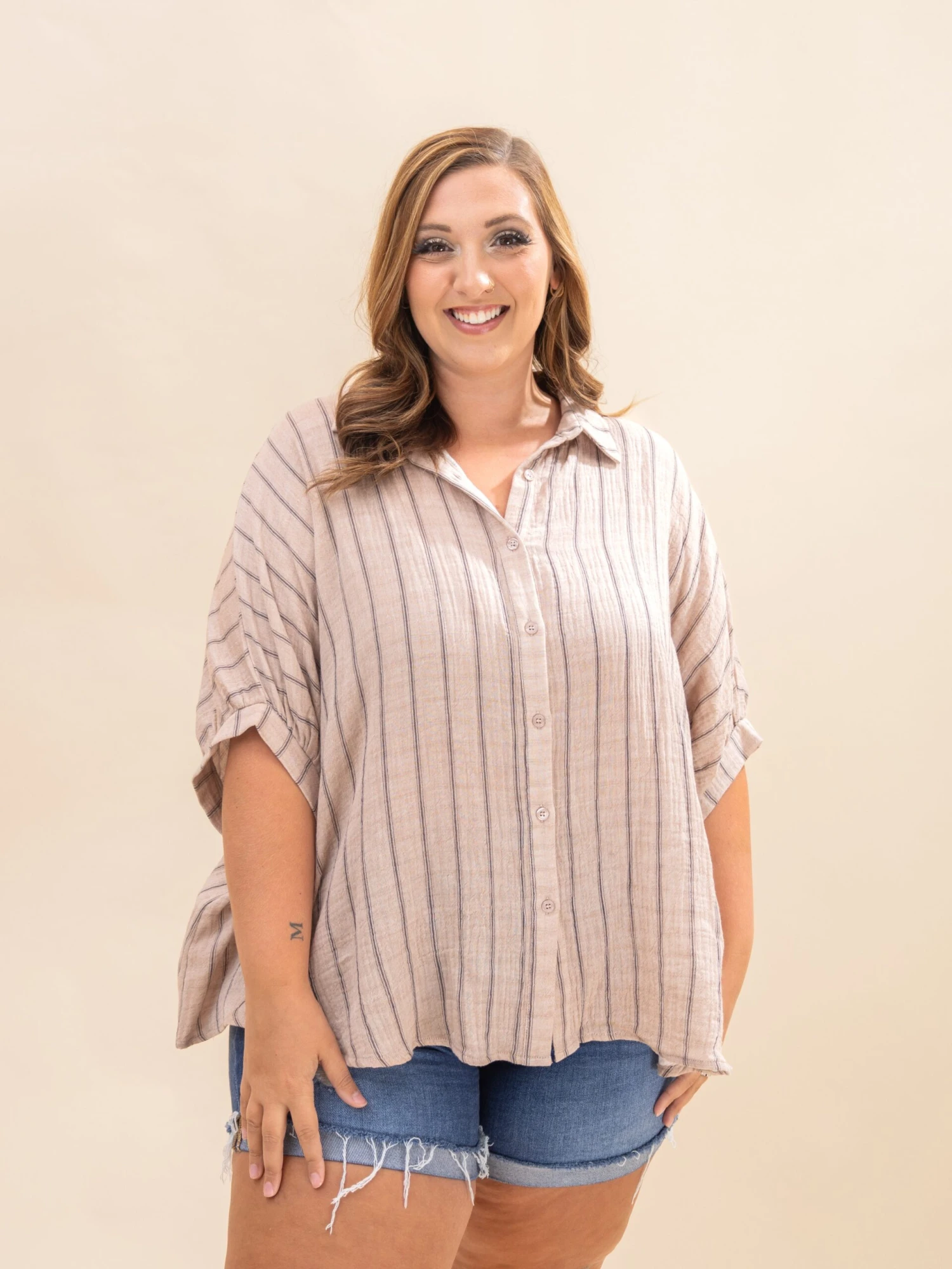 Oversized Striped Woven Blouse | S-XL 2 Oversized Striped Woven Blouse | S-XL - Image 2