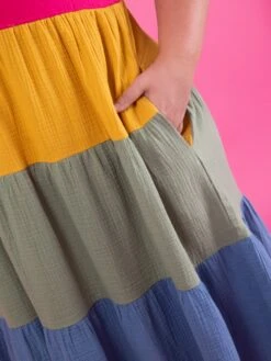 Cotton Gauze Colorblock Tiered Sleeveless Maxi Dress | S - XL -Discount Divas Shop 86d46a3af4ffe97ae6f2e9a61d6209a0