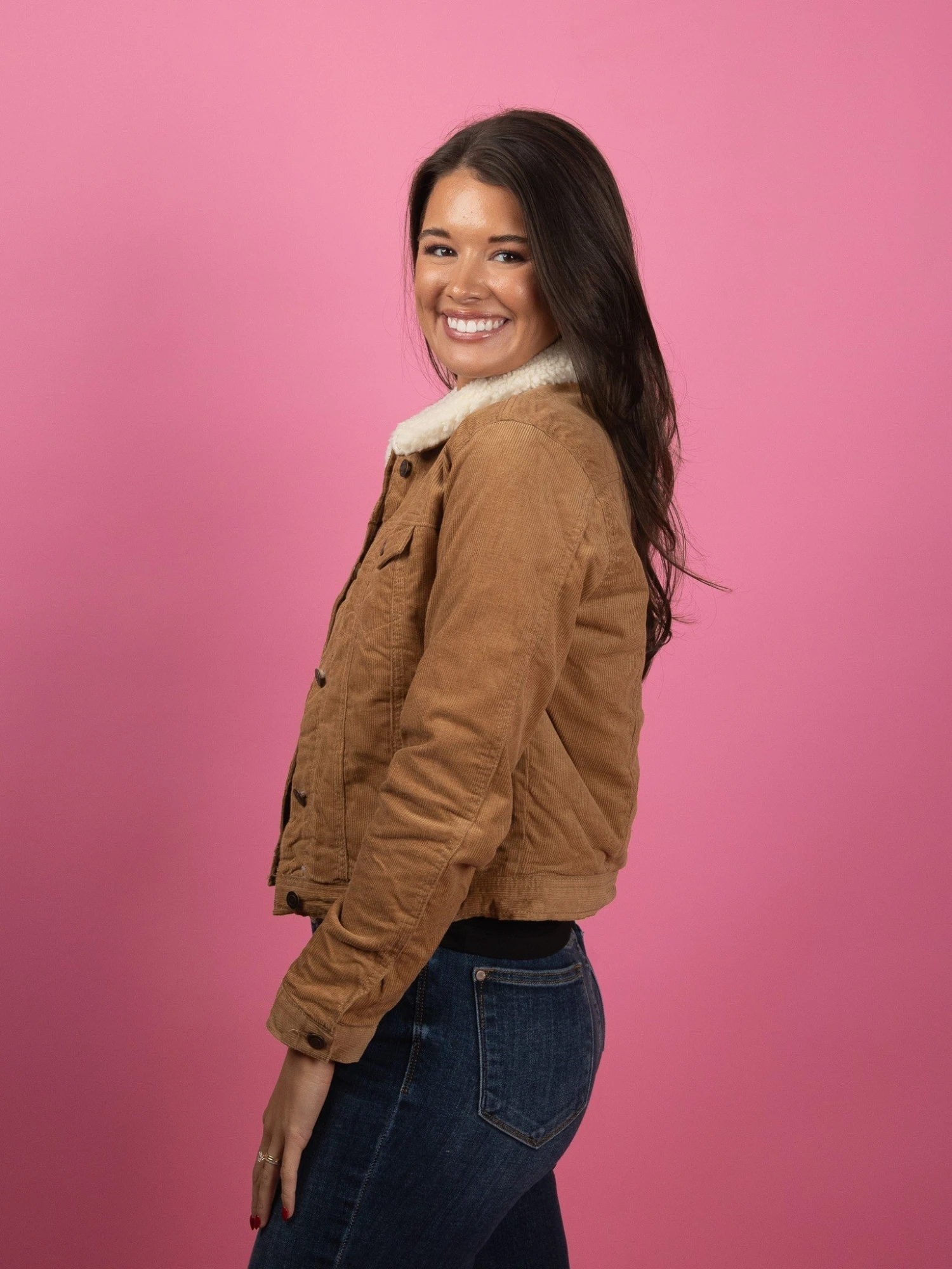 Corduroy Long Sleeve Button Down Collared Sherpa Jacket | S - XL 3 Corduroy Long Sleeve Button Down Collared Sherpa Jacket | S - XL - Image 3