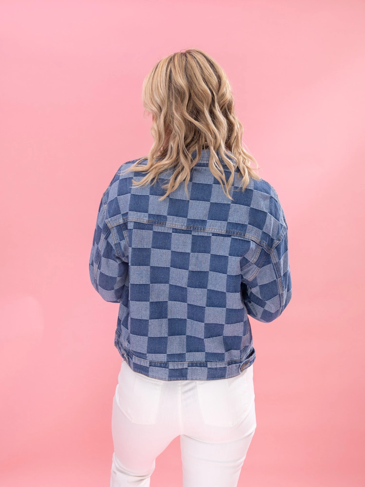 Checkered Patchwork Button Up Denim Jacket | S-2XL 7 Checkered Patchwork Button Up Denim Jacket | S-2XL - Image 7