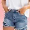 Diva Denim High Rise Tulip Fray Hem Short | XS - 3XL