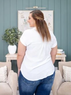 Collard Button Down Short Fold Sleeve Top | S-3X -Discount Divas Shop 880365e5ebfdf07fc3af69a51bf01aff