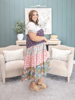 Mixed Print Tiered Midi Dress | S-L -Discount Divas Shop 890e6274daca1f06f12120fac8470684