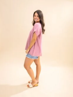 Zenana Gauze Raw Edge Short Sleeve V Neck Babydoll Shirt | S-3X -Discount Divas Shop 89141fe4145781d28eba1ef71f355594