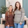 Be Cool Lightweight Striped Long Sleeve Sweater | S-L