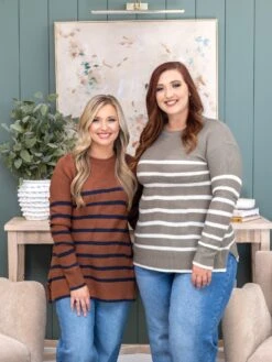 Be Cool Lightweight Striped Long Sleeve Sweater | S-L