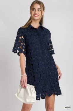 Button Down Short Sleeve Lined Floral Lace Dress | S - L -Discount Divas Shop 8NfsnLfDKbO4Te2X9bzrsBfoK3Zco6Ieah6xmYWu