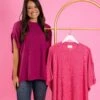 Short Sleeve Poncho Style Sweater Top | S/M- 2X/3X