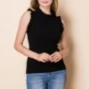 Sleeveless Knit Topwith Ruffle Detail | S-3XL White Birch
