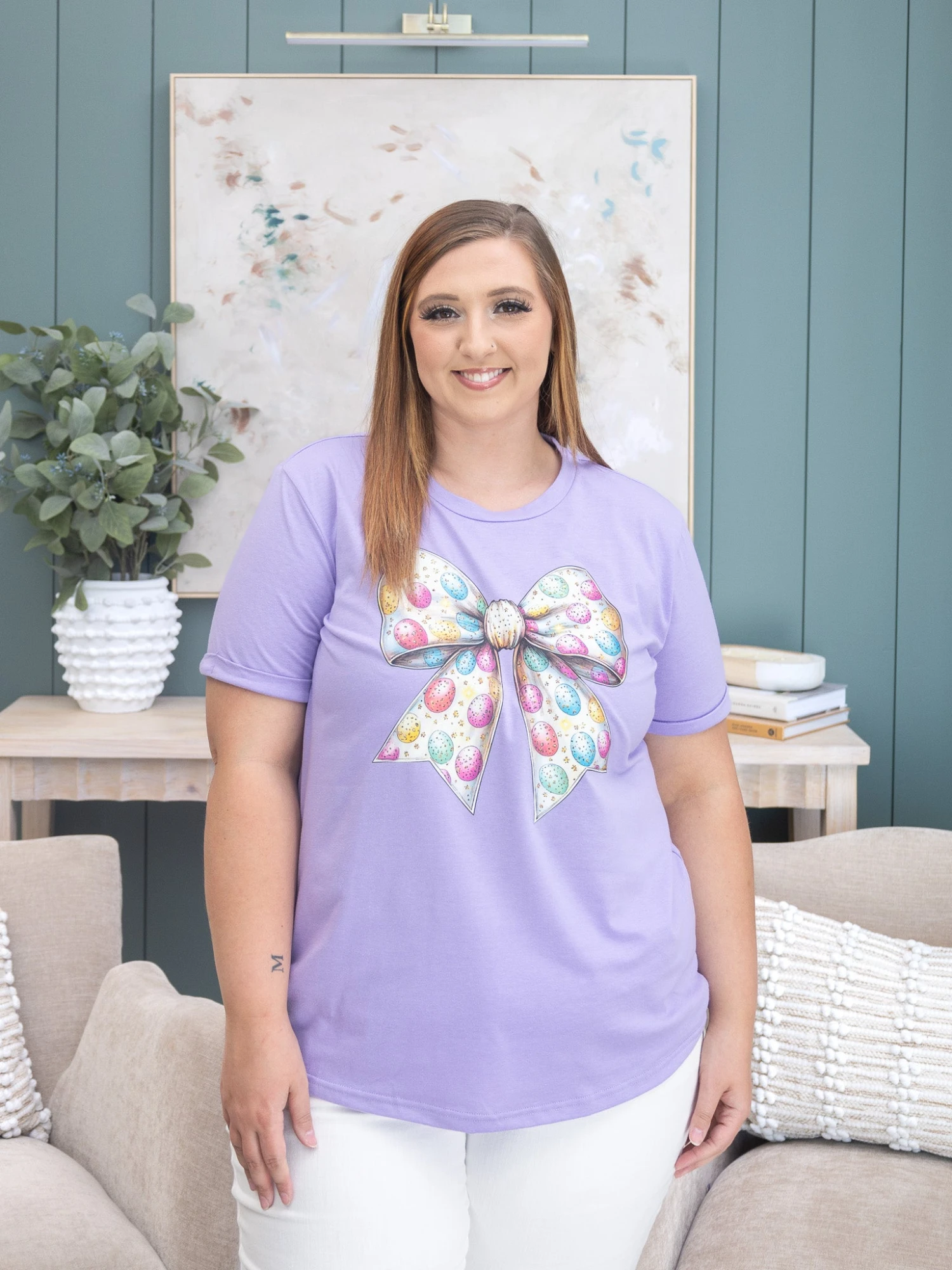 Celebrative Easter Eggs Bow Print Casual T-Shirt | S-3XL 1 Celebrative Easter Eggs Bow Print Casual T-Shirt | S-3XL