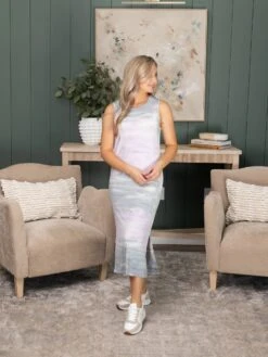 Tie Dye Jersey Knit Sleeveless Midi Dress | S-L -Discount Divas Shop 8c12fe6b5376d949b4e49d5b9cf7afb3