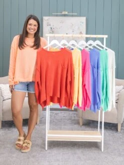 Easel Round Neck Raw Hem Sweater W/ Chest Pocket | S - 3X -Discount Divas Shop 8c309be8887b3f30795379d771ff4458