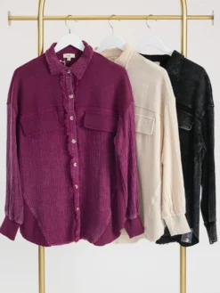 Great Challenge Long Sleeve Button-Down Collared Shacket | S/M - 2X/3X