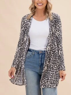 Raised Rib Long SleeveAnimal Print Open Front Cardigan | S-3XL -Discount Divas Shop 8d079c68e7a0fa938d0f78f475fc0923