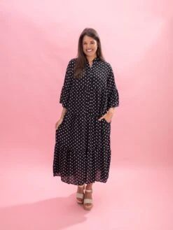 Polka Dot Print Ruffle Sleeve Midi Dress By DD Design | S-3XL -Discount Divas Shop 8e133847ca9b09d1bd01413ff79e30f8