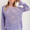 3/4 Sleeves Fishnet Knitted Multicolor Sweater | S-L Easel