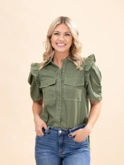 Ruffled Gathered Sleeve Linen Button Up Shirt Top | S-L Summer Concert 20 Ruffled Gathered Sleeve Linen Button Up Shirt Top | S-L Summer Concert -Discount Divas Shop 8eaf4789139dd5e969b0425b51a423af