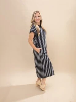 Short Sleeve Striped Knit Dress | S-3X -Discount Divas Shop 8ee1b4d37757267dfb0abe5f1433f58c