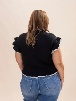 Crochet Floral Detail Ruffled Knit Cardigan | S-L -Discount Divas Shop 8ee99599626060fc7b12939f163e82ff